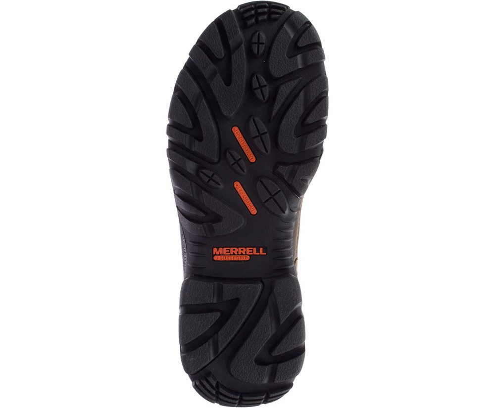 Merrell Work Boots Brown - Strongfield Leather 8\" Thermo Waterproof Comp Toe - Mens 54RHCNQJK